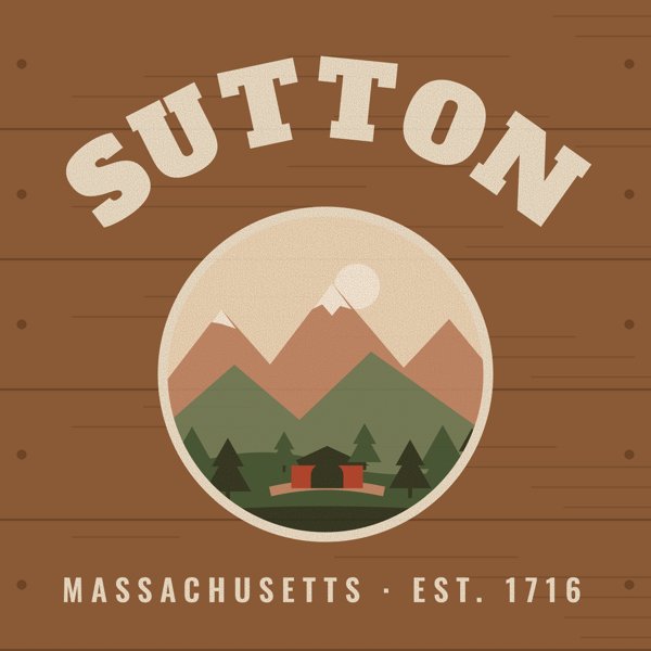 Sutton Hometown Wood Sign artwork detail