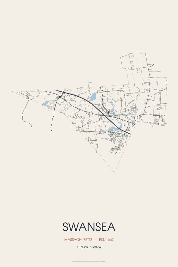 Swansea Street Map Poster · Linen artwork detail