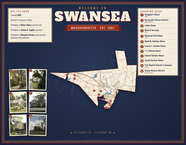 Swansea Map Placemat artwork detail