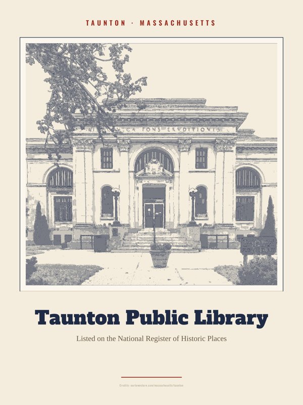 Taunton Taunton Public Library Landmark Print artwork detail
