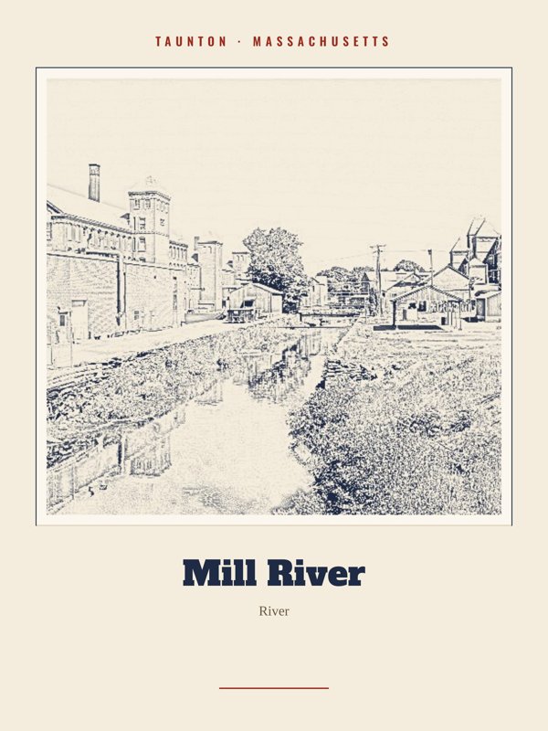 Taunton Mill River Landmark Print artwork detail