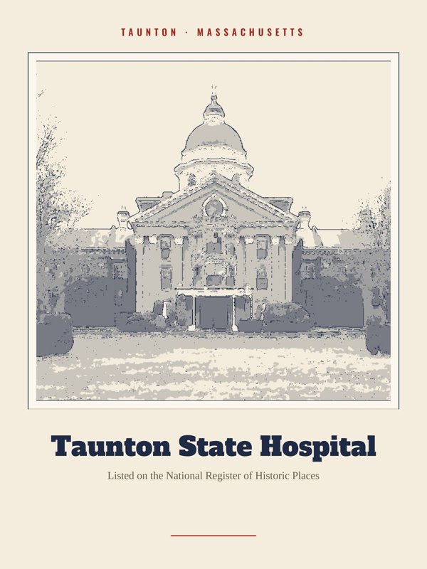 Taunton Taunton State Hospital Landmark Print artwork detail