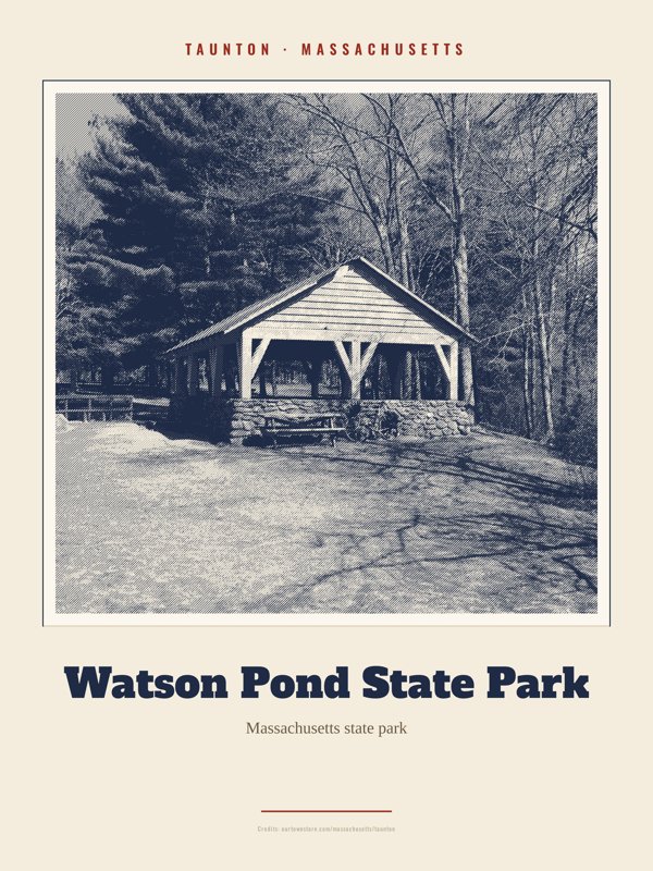 Taunton Watson Pond State Park Landmark Print artwork detail