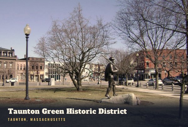Taunton Taunton Green Historic District Postcard artwork detail