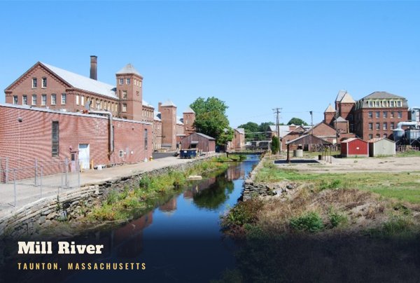 Taunton Mill River Postcard artwork detail