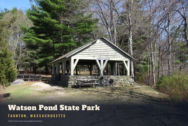 Taunton Watson Pond State Park Postcard artwork detail