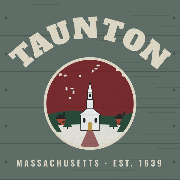 Taunton Hometown Wood Sign artwork detail