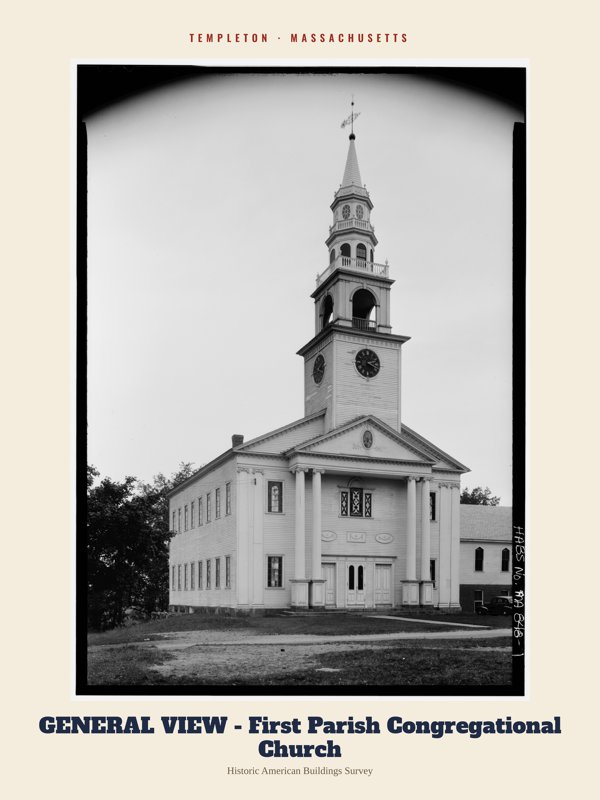 Templeton GENERAL VIEW - First Parish Congregational Church Archive Print artwork detail