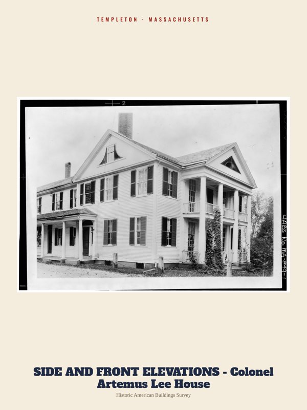 Templeton SIDE AND FRONT ELEVATIONS - Colonel Artemus Lee House Archive Print artwork detail