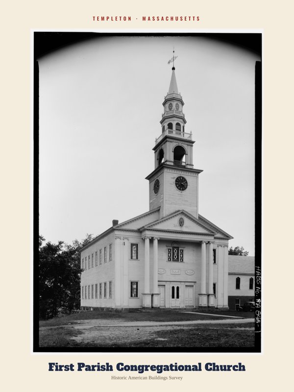 Templeton First Parish Congregational Church Archive Print artwork detail