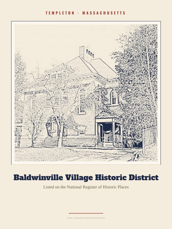 Templeton Baldwinville Village Historic District Landmark Print artwork detail