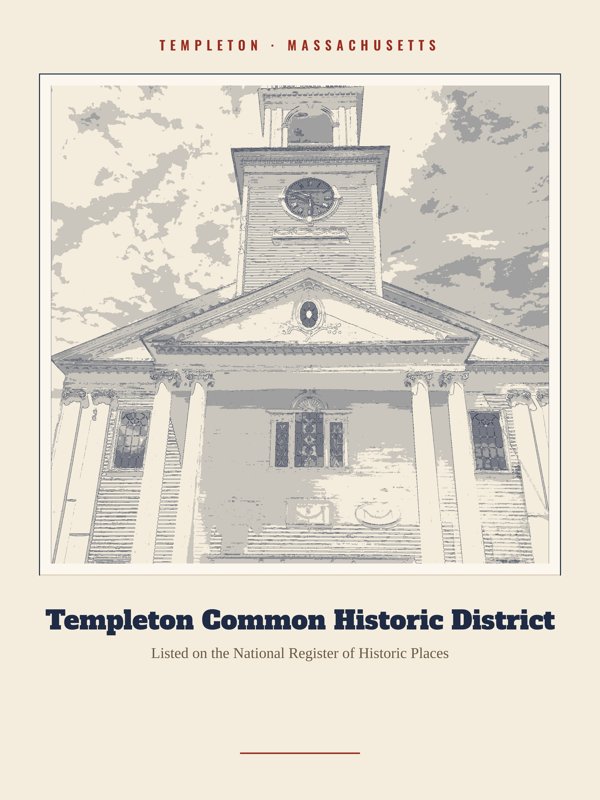 Templeton Templeton Common Historic District Landmark Print artwork detail