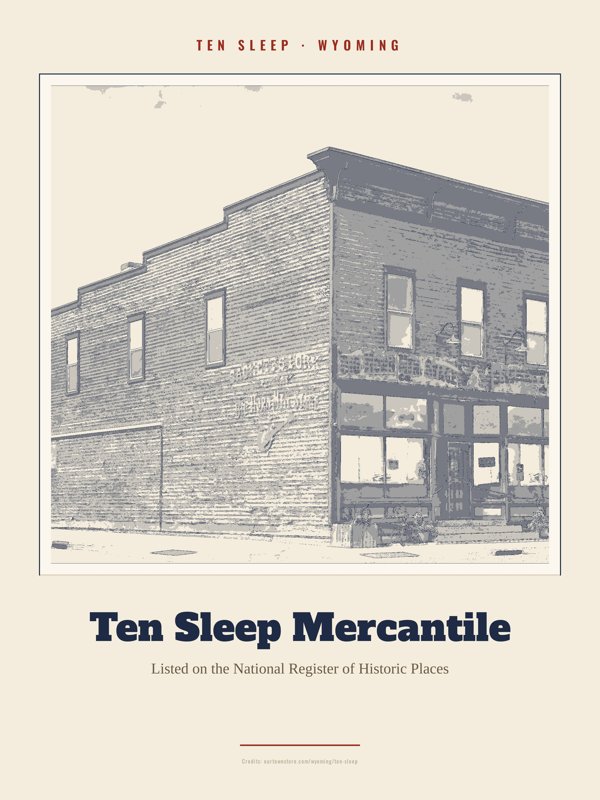 Ten Sleep Ten Sleep Mercantile Landmark Print artwork detail