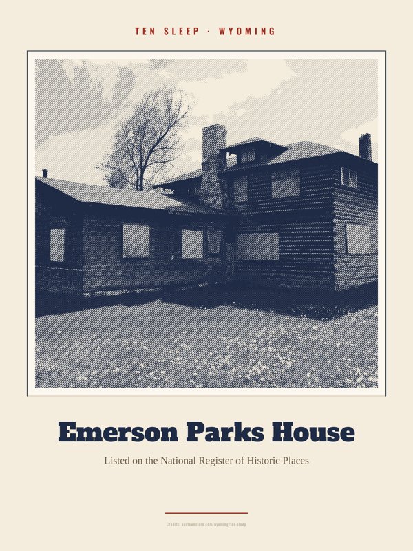 Ten Sleep Emerson Parks House Landmark Print artwork detail