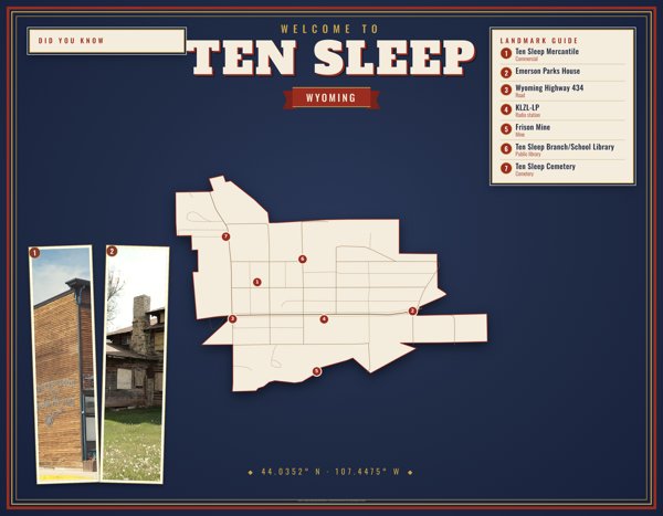 Ten Sleep Map Placemat artwork detail