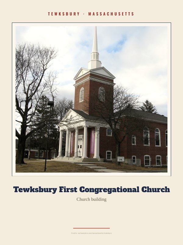Tewksbury Tewksbury First Congregational Church Landmark Print artwork detail