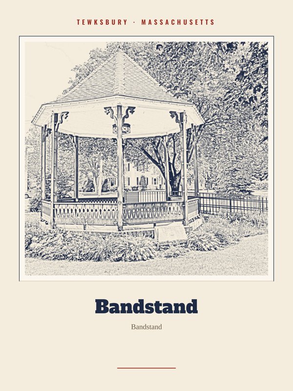 Tewksbury Bandstand Landmark Print artwork detail