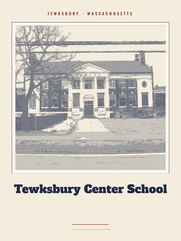 Tewksbury Tewksbury Center School Landmark Print artwork detail