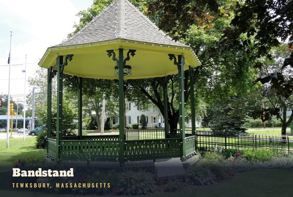 Tewksbury Bandstand Postcard artwork detail