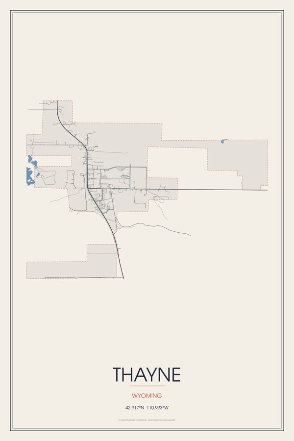 Thayne Street Map Poster · Linen artwork detail