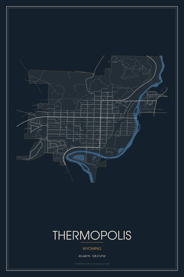 Thermopolis Street Map Throw Blanket artwork detail