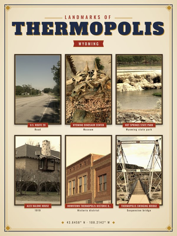 Thermopolis Landmarks Photo Poster artwork detail