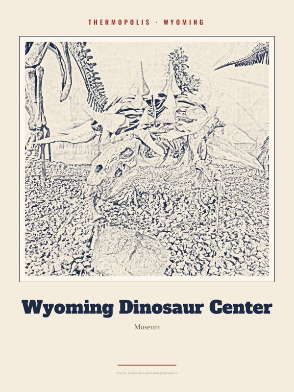 Thermopolis Wyoming Dinosaur Center Landmark Print artwork detail