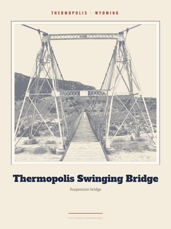 Thermopolis Thermopolis Swinging Bridge Landmark Print artwork detail