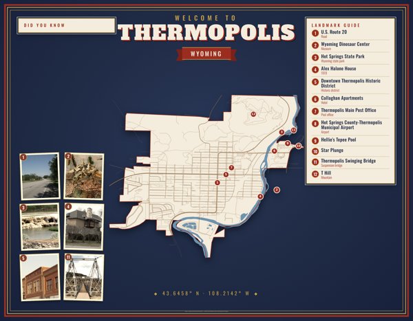 Thermopolis Map Placemat artwork detail