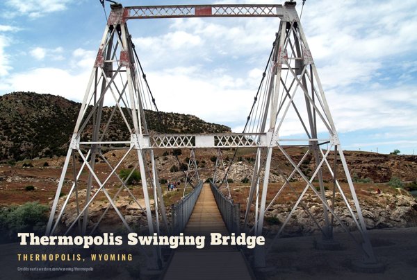 Thermopolis Thermopolis Swinging Bridge Postcard artwork detail