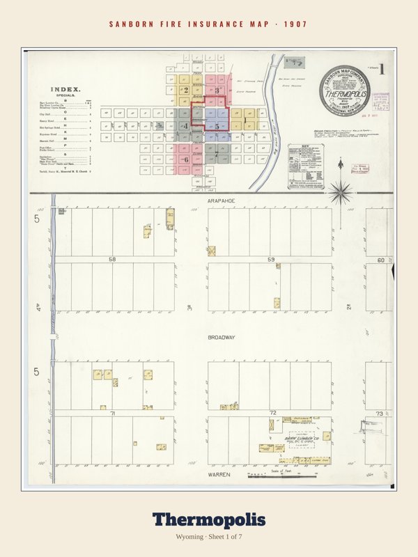 Thermopolis Sanborn Map Print artwork detail
