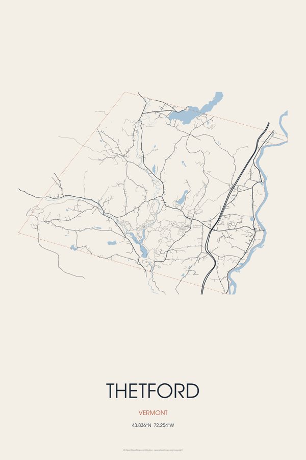 Thetford Street Map Poster · Linen artwork detail