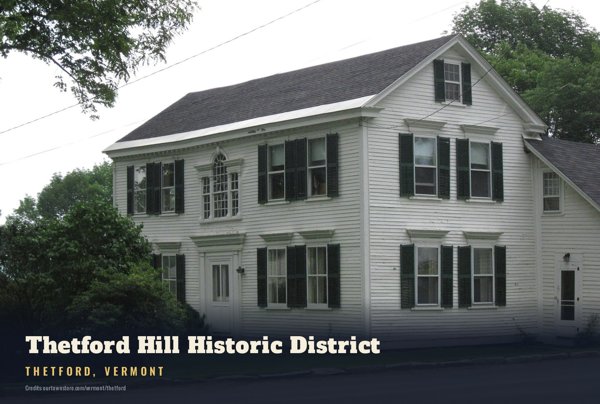 Thetford Thetford Hill Historic District Postcard artwork detail