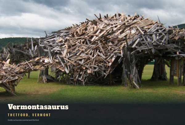 Thetford Vermontasaurus Postcard artwork detail