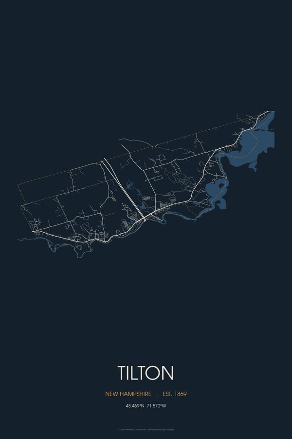 Tilton Street Map Poster · Midnight artwork detail