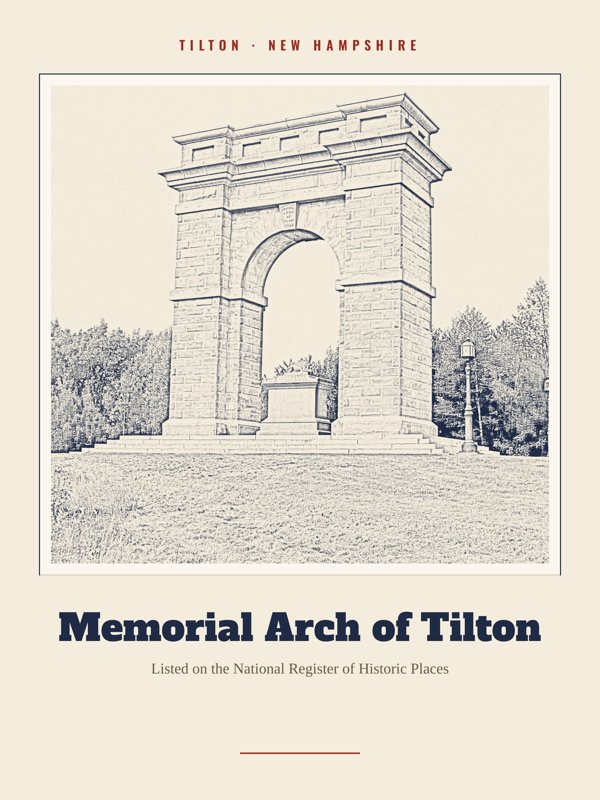 Tilton Memorial Arch of Tilton Landmark Print artwork detail
