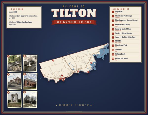 Tilton Map Placemat artwork detail