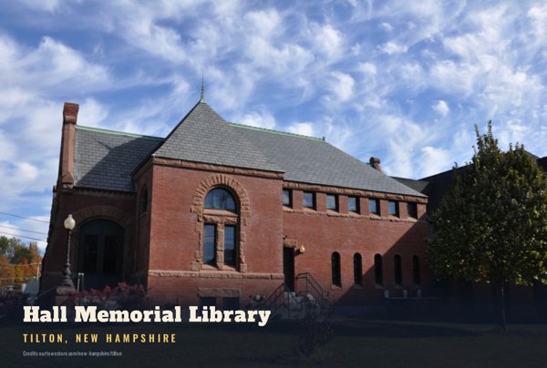 Tilton Hall Memorial Library Postcard artwork detail