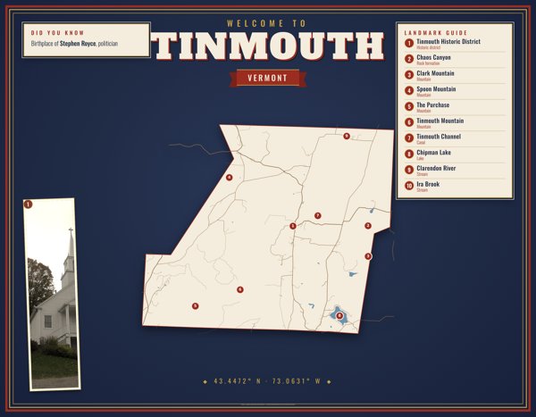 Tinmouth Map Placemat artwork detail