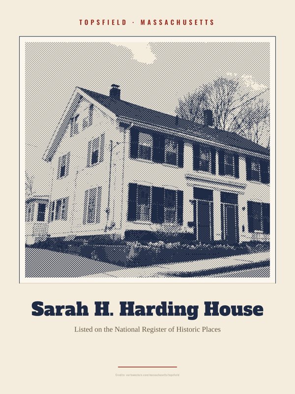 Topsfield Sarah H. Harding House Landmark Print artwork detail
