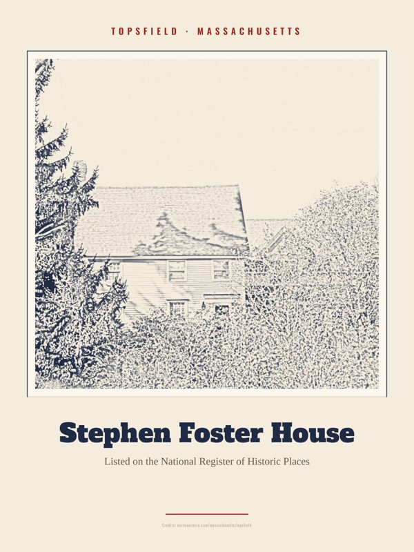 Topsfield Stephen Foster House Landmark Print artwork detail