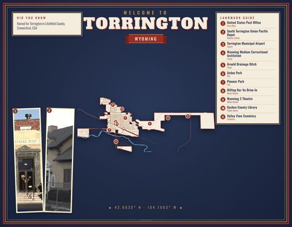 Torrington Map Placemat artwork detail