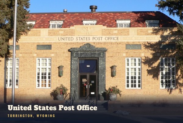 Torrington United States Post Office Postcard artwork detail