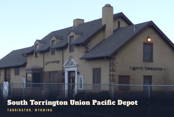 Torrington South Torrington Union Pacific Depot Postcard artwork detail