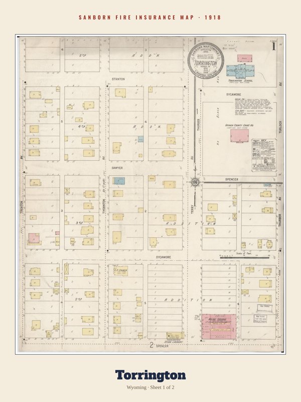 Torrington Sanborn Map Print artwork detail