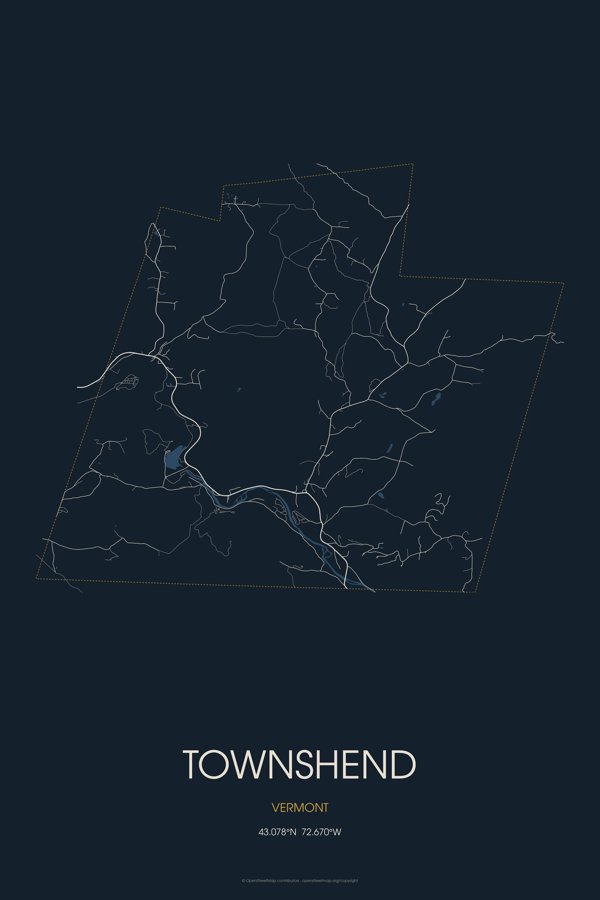 Townshend Map Throw Pillow artwork detail