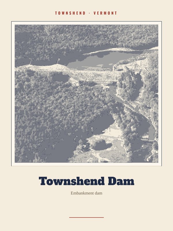 Townshend Townshend Dam Landmark Print artwork detail