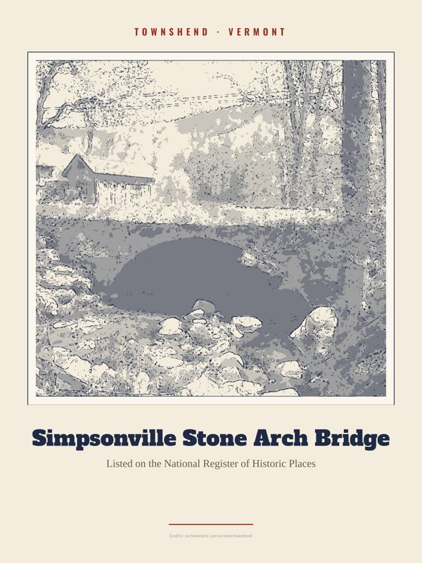 Townshend Simpsonville Stone Arch Bridge Landmark Print artwork detail