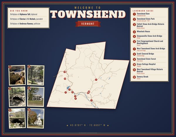Townshend Map Placemat artwork detail