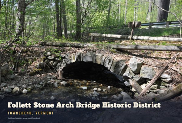 Townshend Follett Stone Arch Bridge Historic District Postcard artwork detail